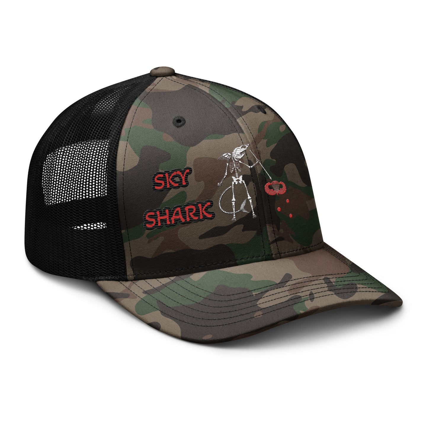 Sky Shark Pirate Camouflage trucker hat