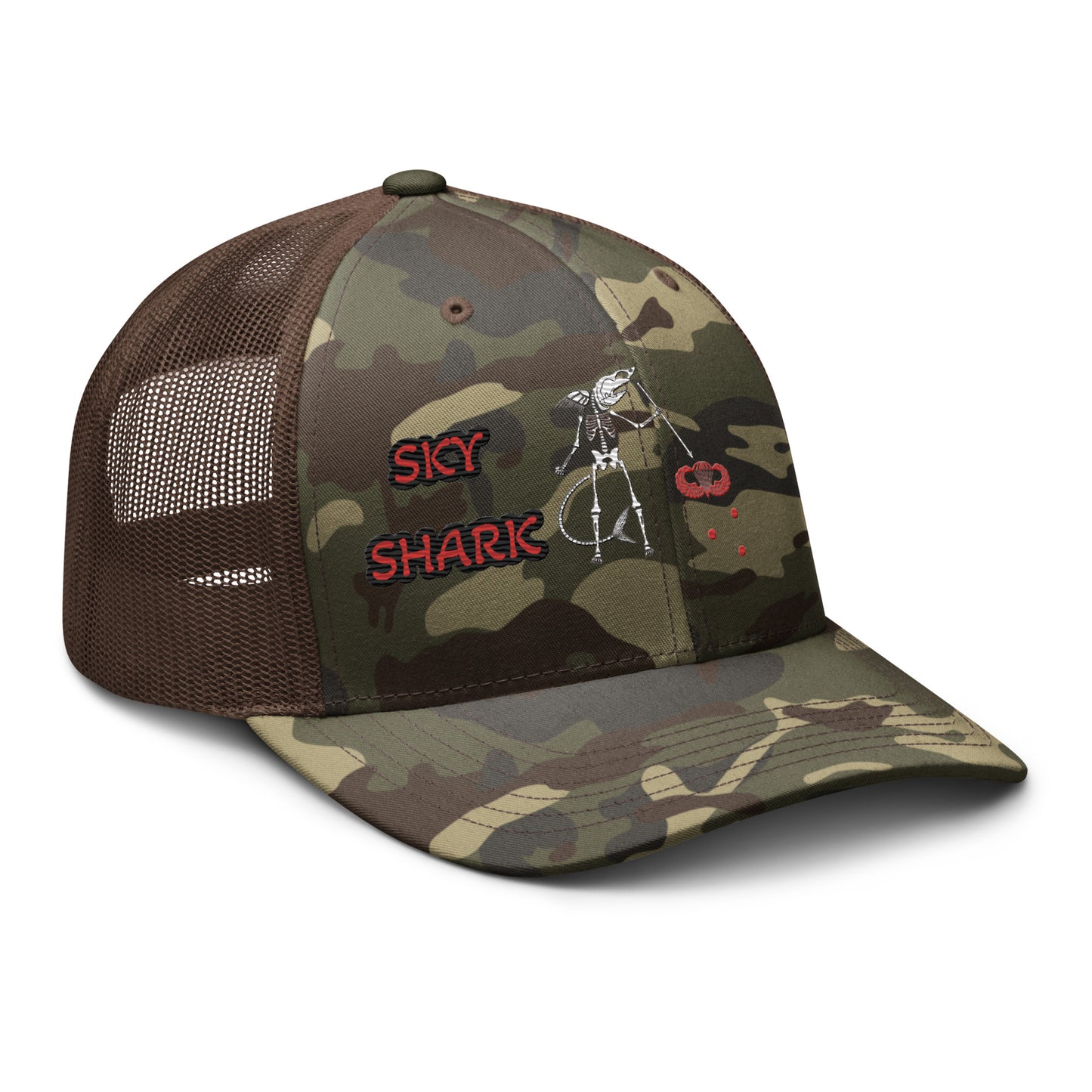 Sky Shark Pirate Camouflage trucker hat