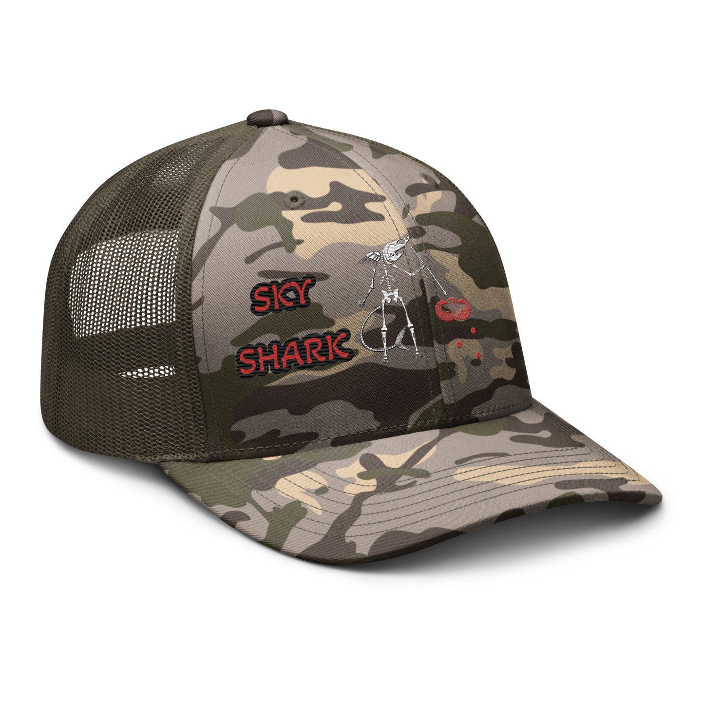 Sky Shark Pirate Camouflage trucker hat