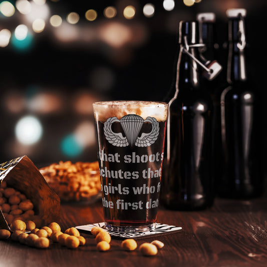 Paratrooper toast pint glass