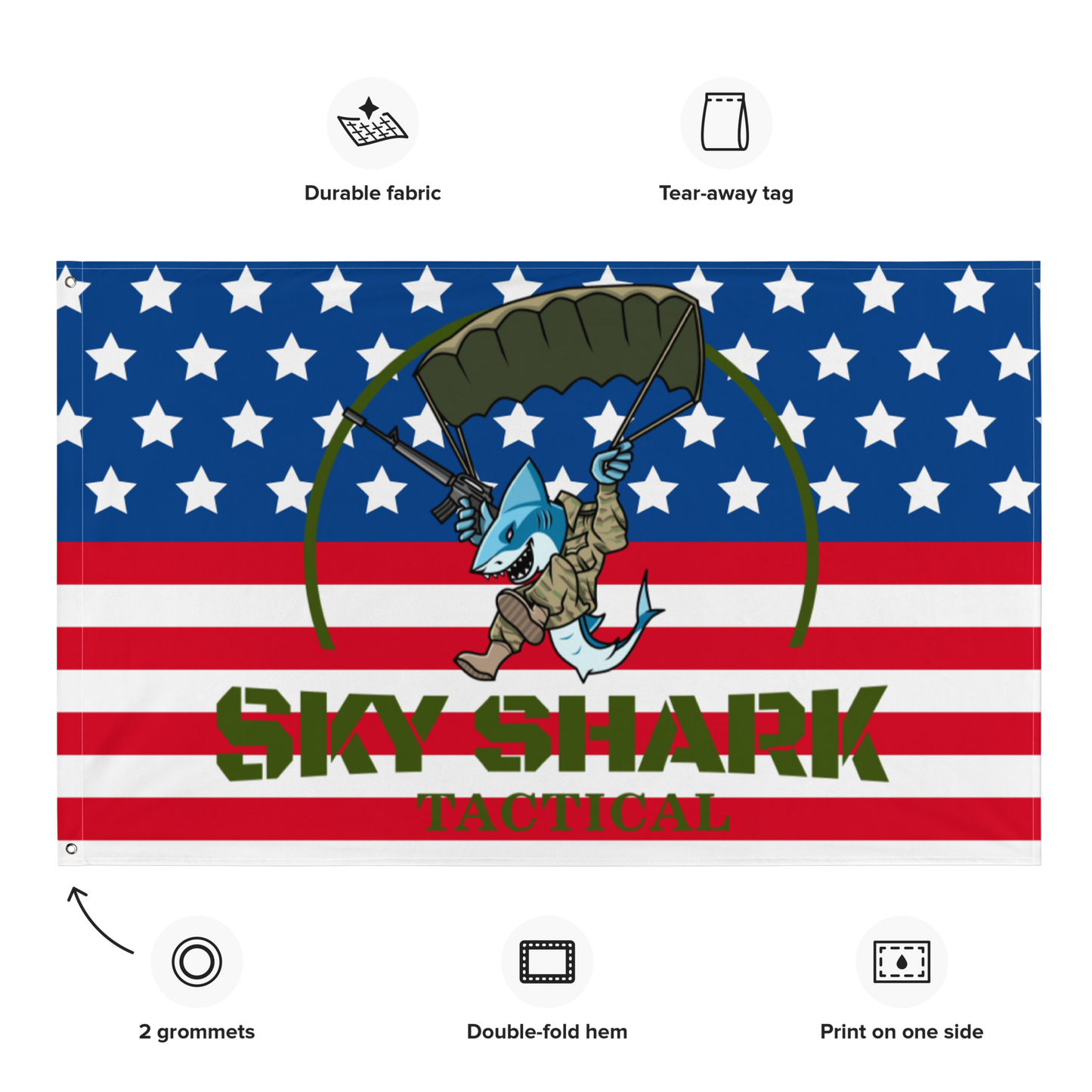 Sky Shark Tactical Patriotic Flag